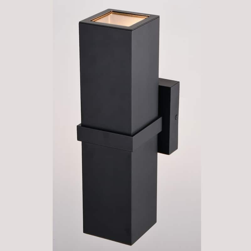 Lavage Aluminum 2 Light Black Contemporary Outdoor Wall Lamp - Up and Down Lighting - 4.75-in W x 14-in H x 5.5-in D