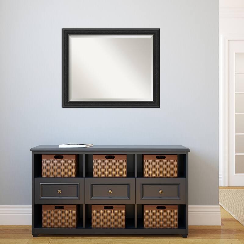 Beveled Wall Mirror - Shipwreck Black Narrow Frame