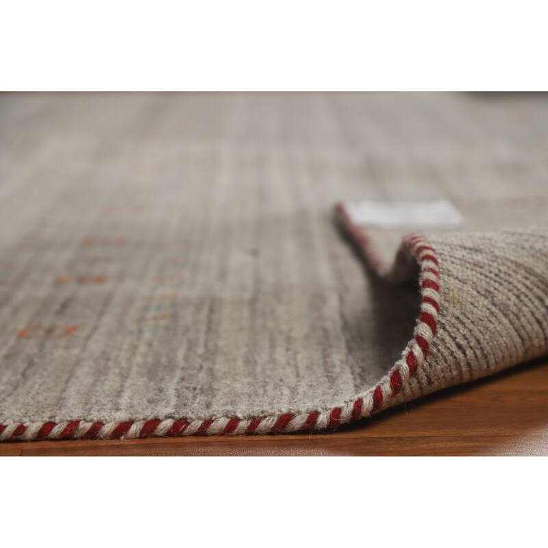 Hand Knotted Oriental 100% Wool Carpet Tribal Animal Pictorial Greys & Charcoal Gabbeh Area Rug - 9' 11'' X 7' 9''