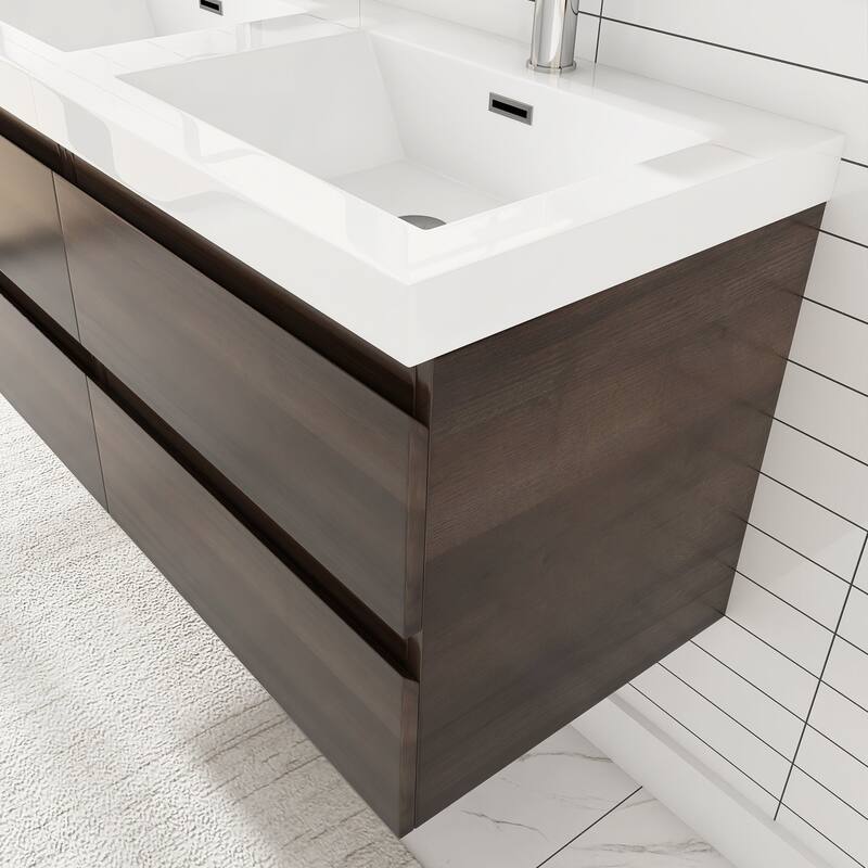 Angela 47 in.W x 19.5 in.D x 20.5 in.H Wall-Mounted Bath Vanity with White Cultured Marble Top