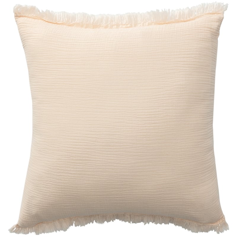 HomeRoots 20" X 20" Orange Striped Cotton Zippered Down Pillow With Fringe
