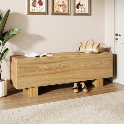 47.2" Entryway Bench, Wooden End of Bed Bench for Bedroom