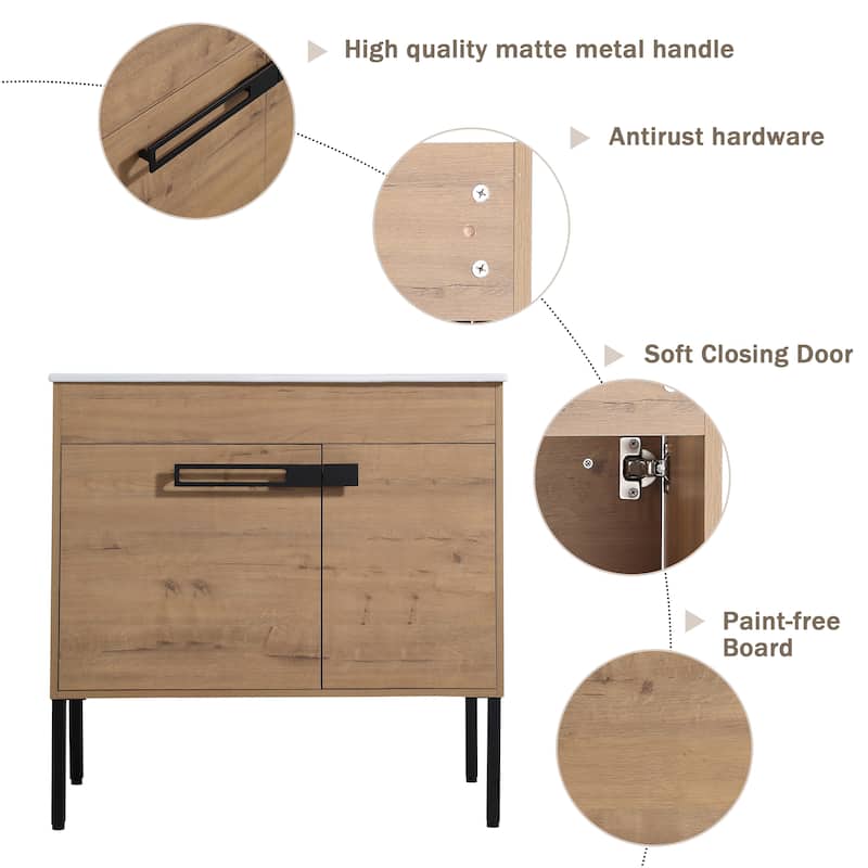 Beingnext 24"/30"/36" Bathroom Vanity with Sink, Freestanding/Floating Bathroom Vanity with Soft Close Door and Adjustable Shelf