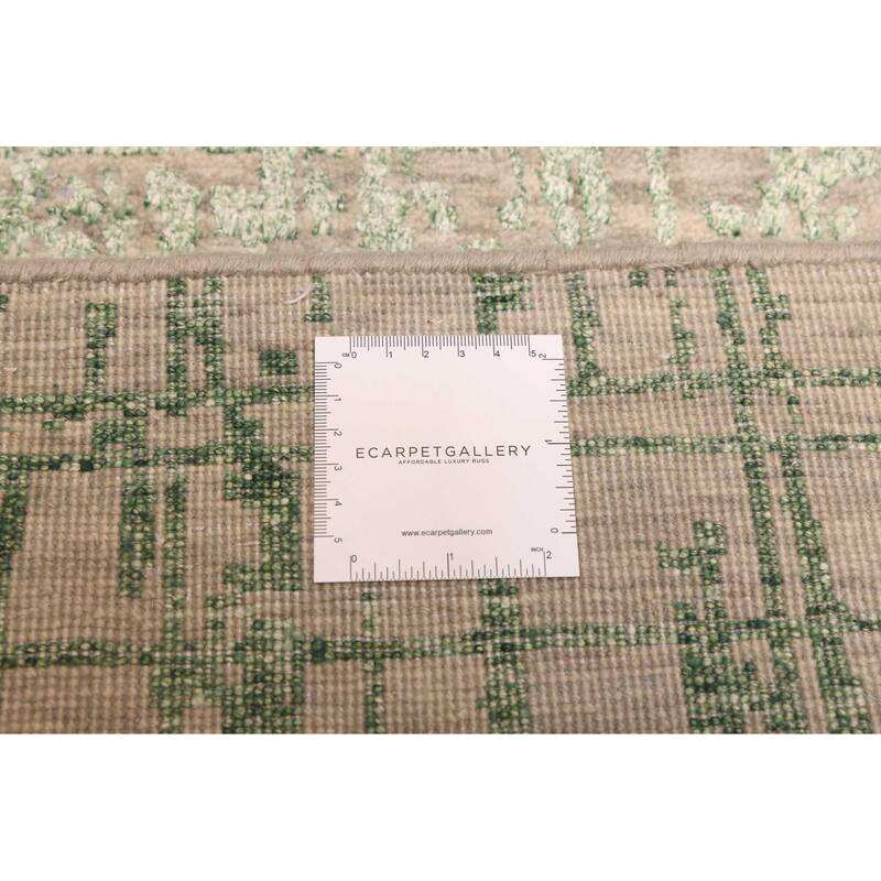 ECARPETGALLERY Hand-knotted Legacy Light Green Silk, Wool Rug - 2'6 x 12'2