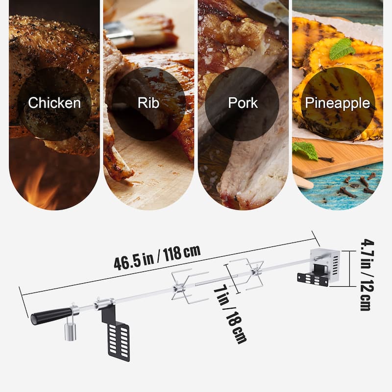 Universal Grill Rotisserie Kit for Grills - 26 lbs 39.6/31.9 inches