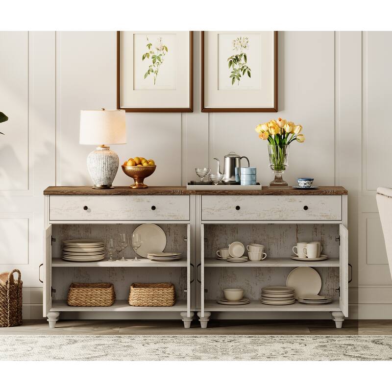 Farmhouse Sideboard, Buffet Cabinet with Storage Cabinets
