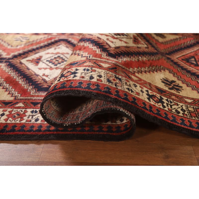 Ardebil Persian Vintage Runner Rug Hand-knotted Wool Carpet - 3'7"x 10'3"