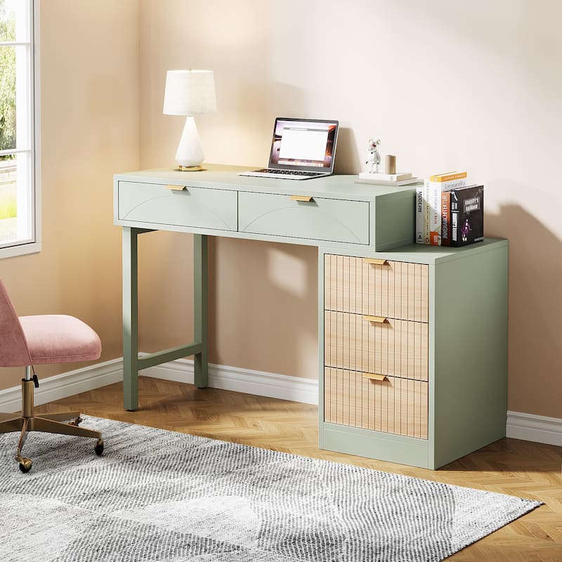 Modern Wood Computer Desk with 5-drawer for Home Office