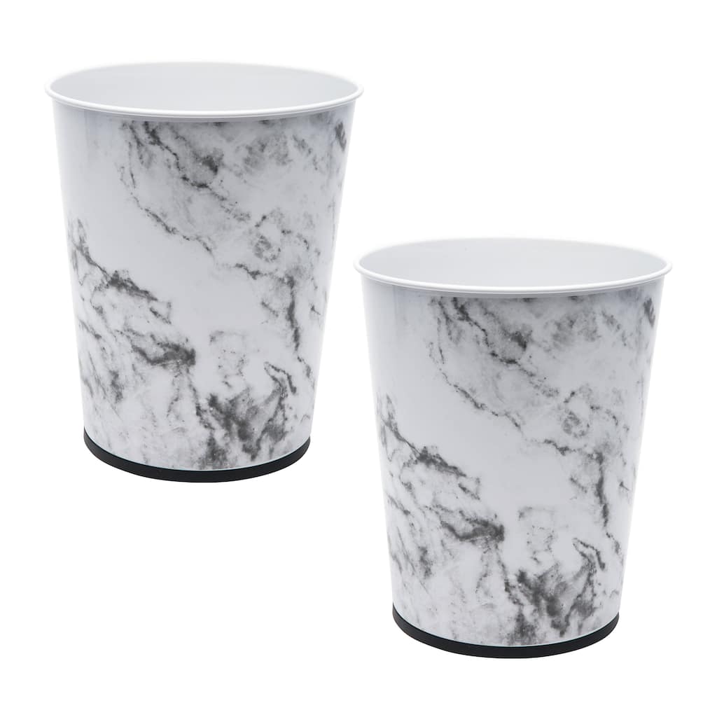 Bath Bliss 2 Pack Stainless Steel Trash Can in Marble - 8.07" Rd x 10" - 8.07" Rd x 10"