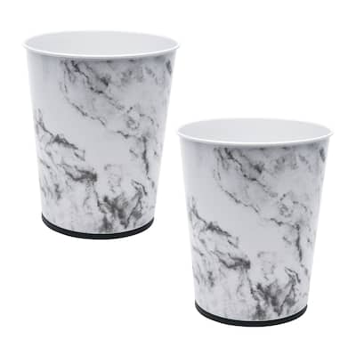 Bath Bliss 2 Pack Stainless Steel Trash Can in Marble - 8.07" Rd x 10"