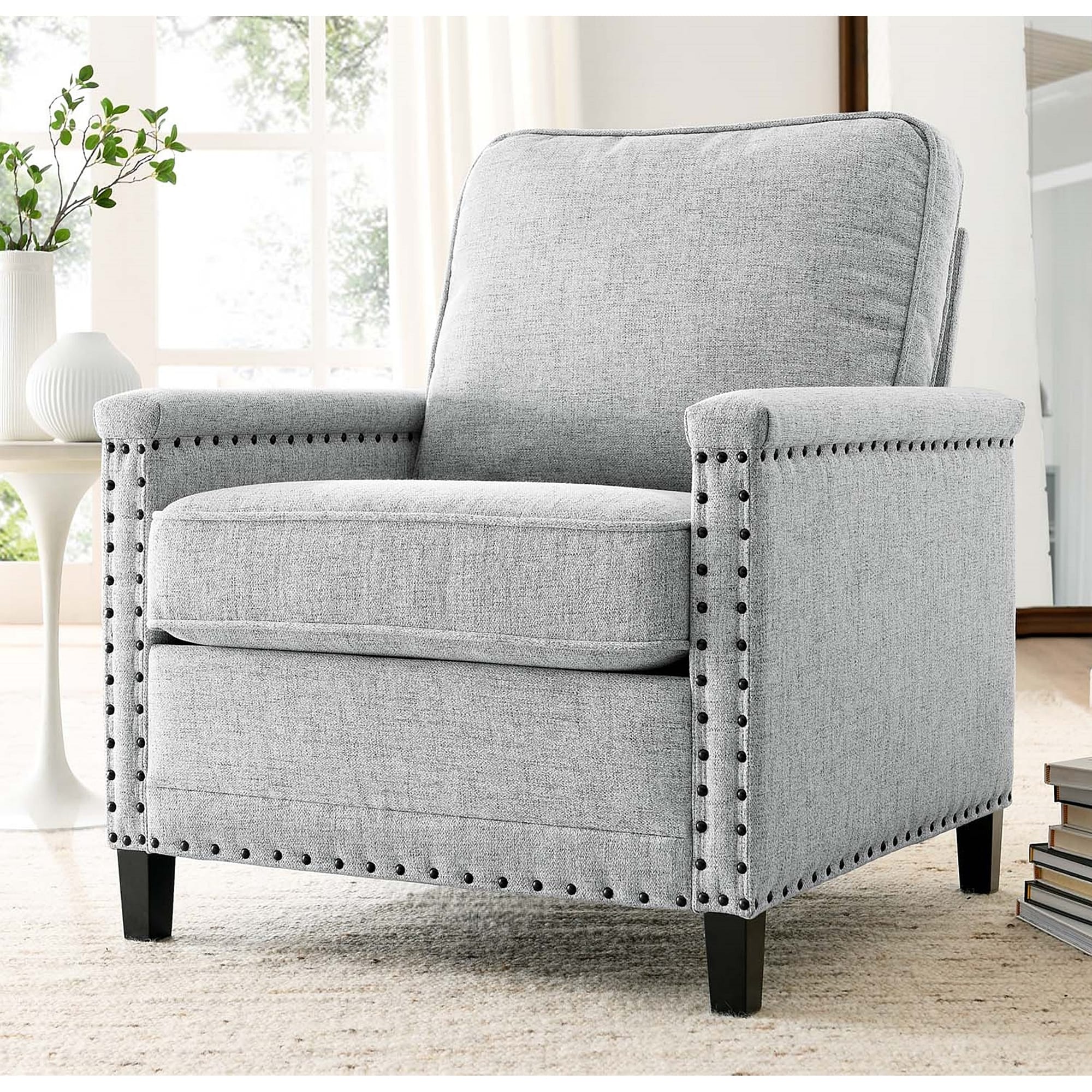 Grey accent chair best sale with nailhead trim