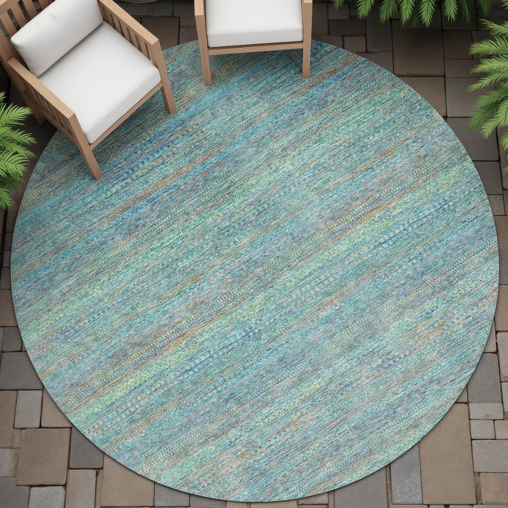 Machine Washable Indoor/Outdoor Modern Stripes Chantille Rug