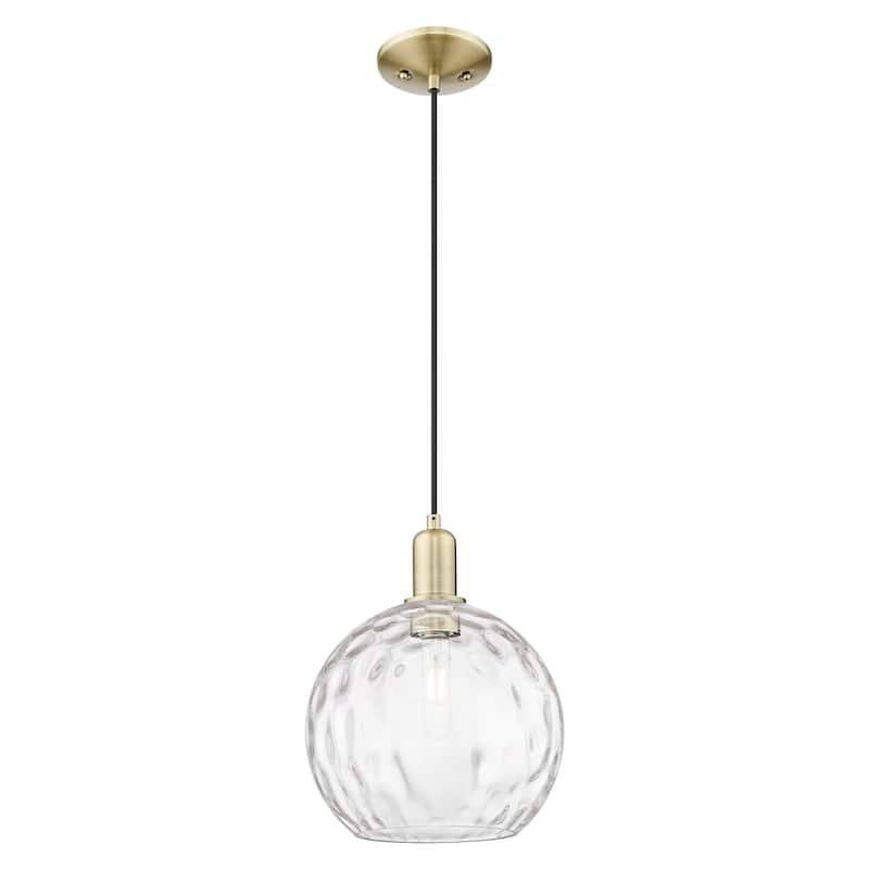 Innovations Lighting Endless Possibilities Arcadia - Athens Water Glass - 1 Light 10" Cord Hung Mini Pendant - Antique Brass
