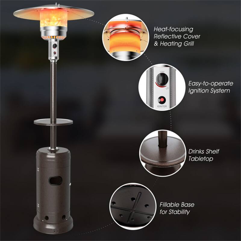 Outdoor Standing Heater with Table and Wheels
