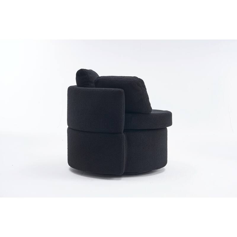 360° Swivel Chair with Storage and Throw Pillows