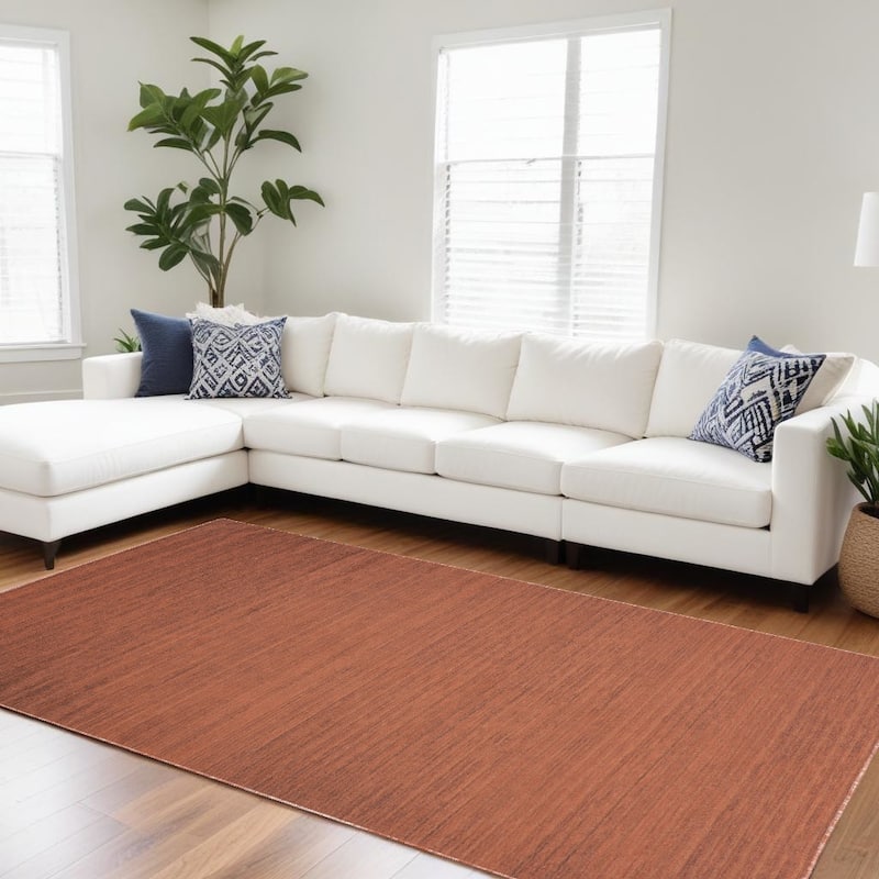 Gigaj Power Loomed Abstract Modern Low Pile Area Rug By HomeRoots - 108' X '72' X '0.25 - 108' X '72' X '0.25 - Brick Red - Rectangle