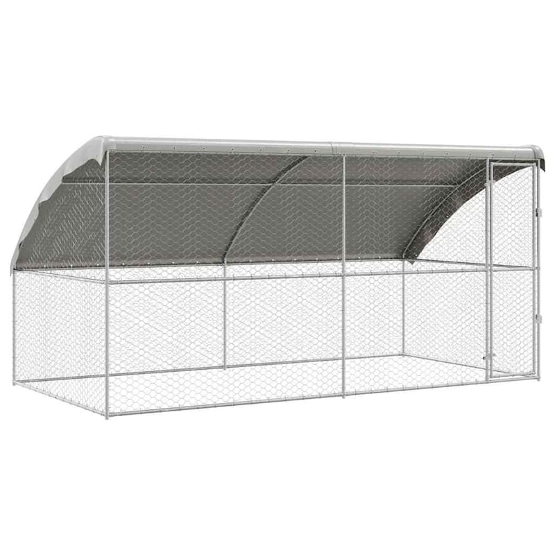 vidaXL Dog Kennel 2 pcs Silver Steel