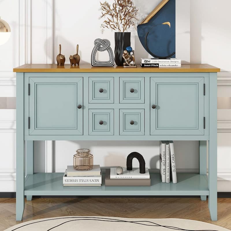 46 "W Modern Vintage Storage Dresser with Four Small Drawers and Bottom Shelf