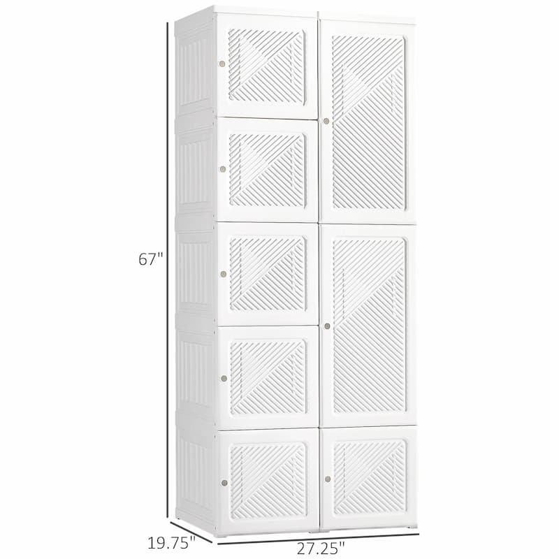 Portable Wardrobe Closet - Folding Bedroom Armoire with 8 Cube Compartments