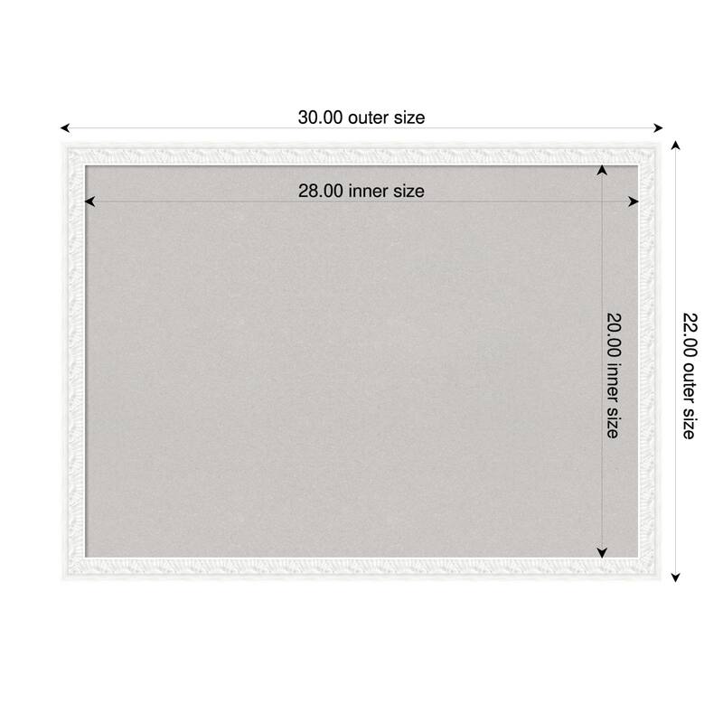 Bethany White Wood Framed Cork Board - Bulletin Board, Organization Board, Pin Board - Grey - 30 x 22 in