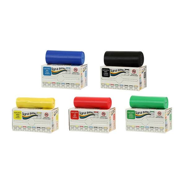 CanDo Exercise Tubing with Cuff Exerciser - 5-piece set (1 each: yellow, red, green, blue, black) CanDo Exercise Tubing with Cuff Exerciser - 5-piece set (1 each: yellow, red, green, blue, black)