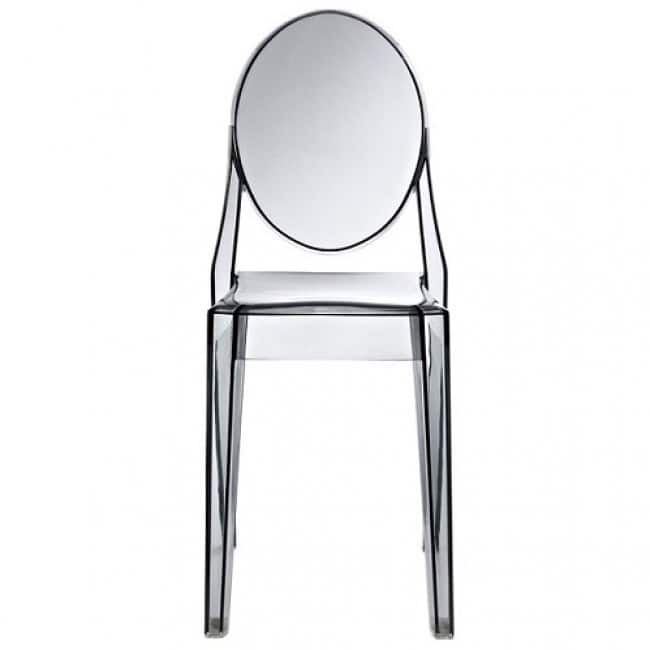 Clear Modern Dining Molded Armless No Arm Side Chairs Stacking Plastic Home Office Kitchen Work Bedroom Designer - Smoke