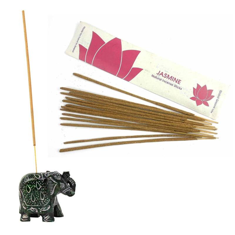 Handmade Elephant Soapstone Incense Holder with Stick Incense