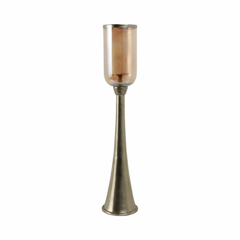Modern Metal and Glass Floor Candle Stand for Pillar Candles