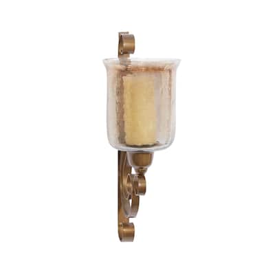 Metal Single Candle Wall Sconce - Brown - Roche River Decor - 7"W x 11"L x 20"H