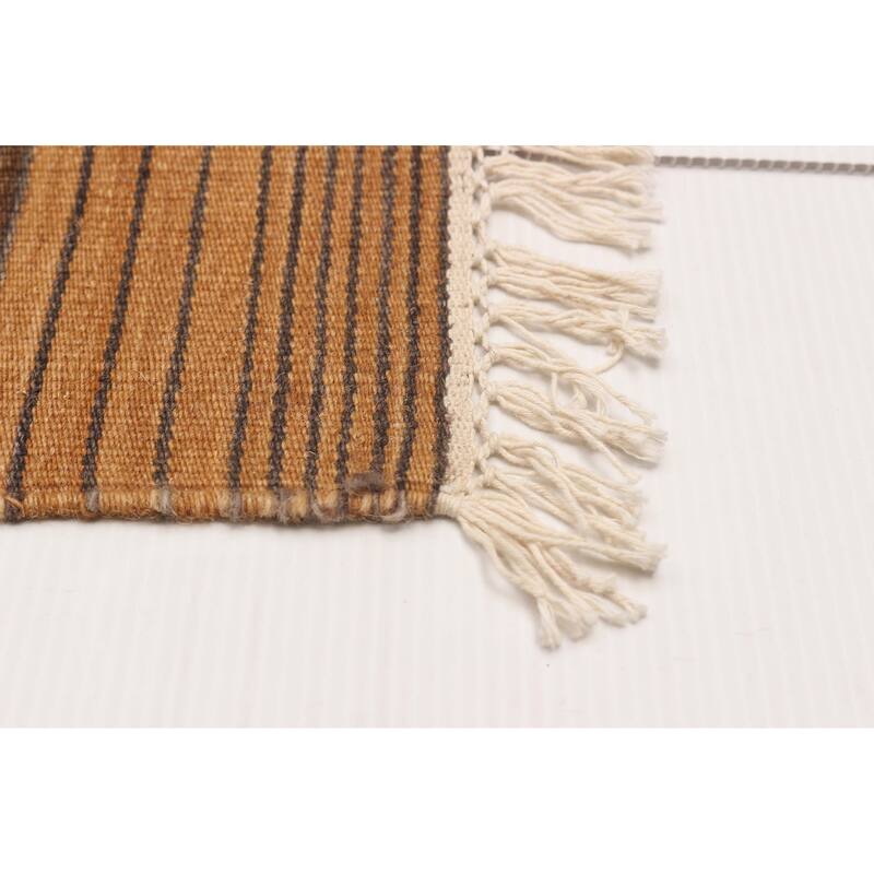 ECARPETGALLERY Flat-Weave Boho Brown Wool Kilim - 9'0 x 11'11