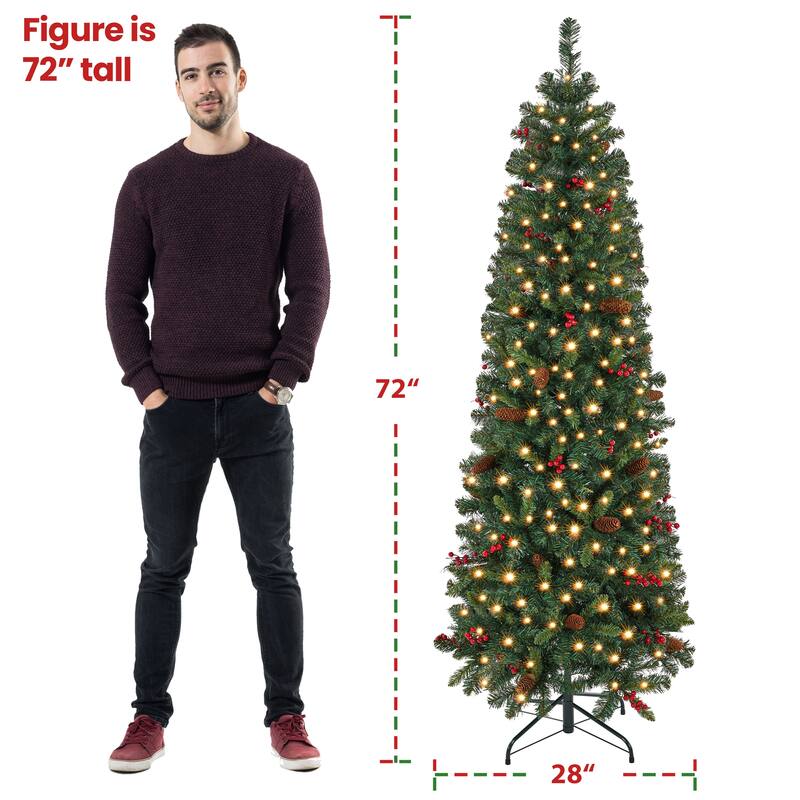 Yaheetech 6ft/7.5ft Pre-lit Artificial Christmas Tree with Stand Included, Green