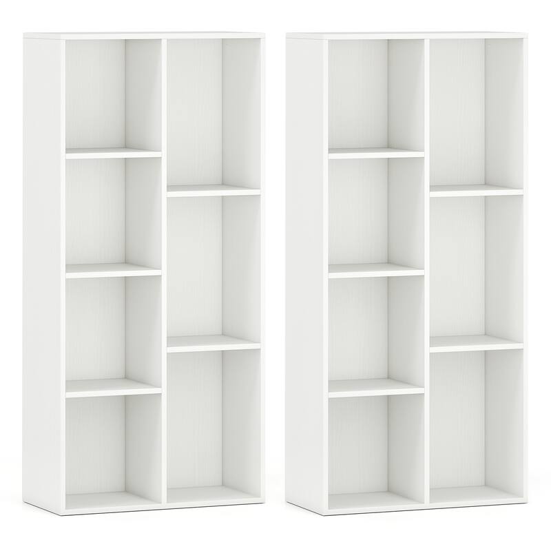 Gymax 2PCS 7-Cube Bookcase w/7 Compartments 2 Anti-tipping Kits for