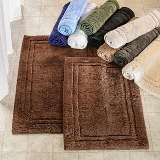 Superior Cotton Solid Non-slip Backing 2-Piece Bath Rug Set