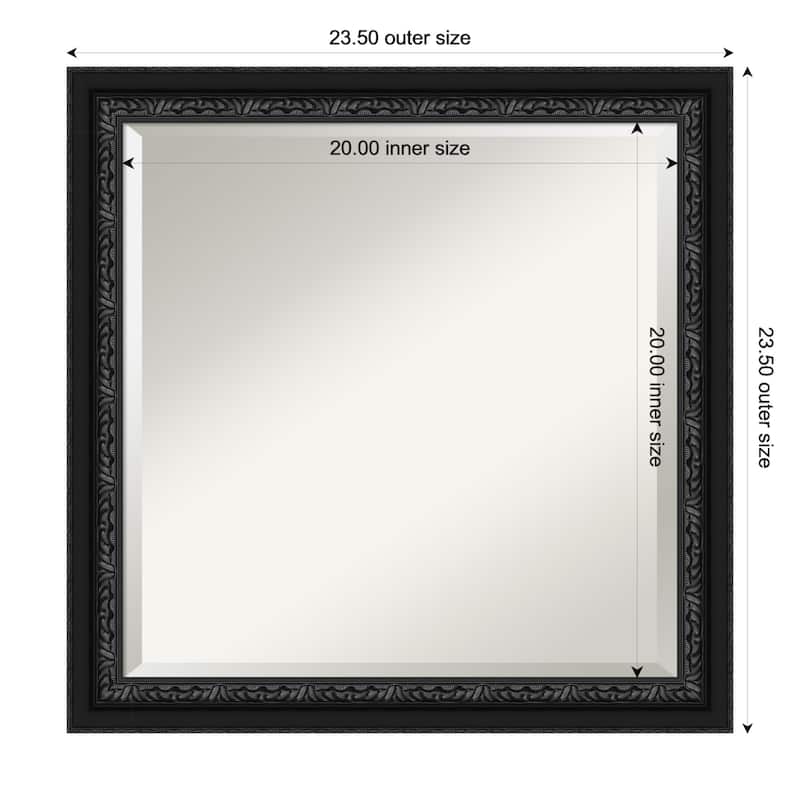 Downton Black Beveled Wood Framed Wall Mirror - Downton Black - 24 x 24 in