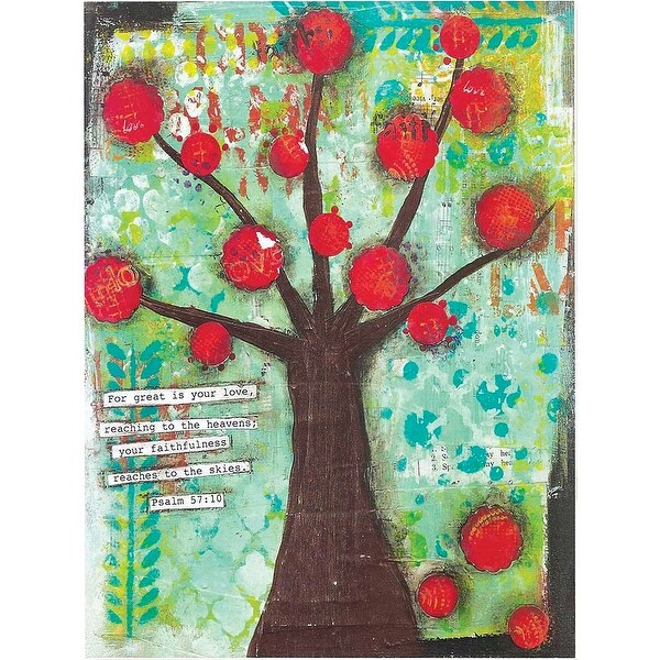 16" Red and Green Religious Rectangular Wall Plaque - N/A