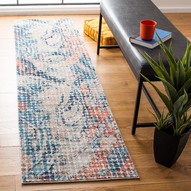 SAFAVIEH Madison Patti Modern Abstract Rug - 2'2" x 8' Runner - Grey/Blue