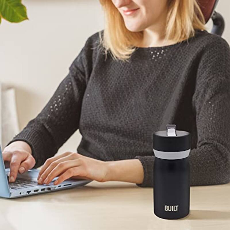 Built 12Oz Stainless Steel Cascade Tumbler with Straw Lid, Red
