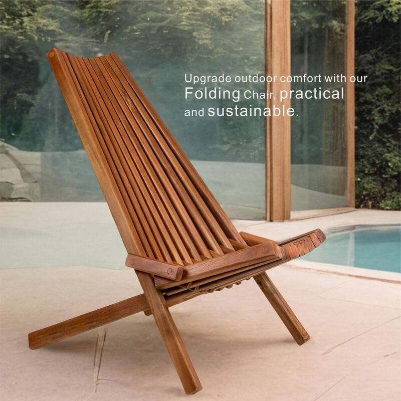 Acacia Wood Folding Chair with Long Back