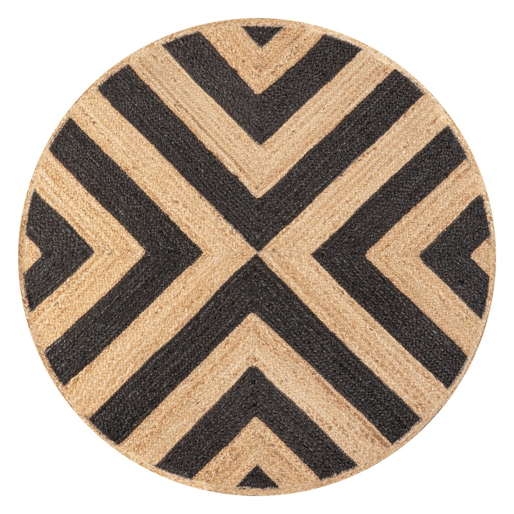 JONATHAN Y Petal Two-Tone Jute Hippy Circle Area Rug
