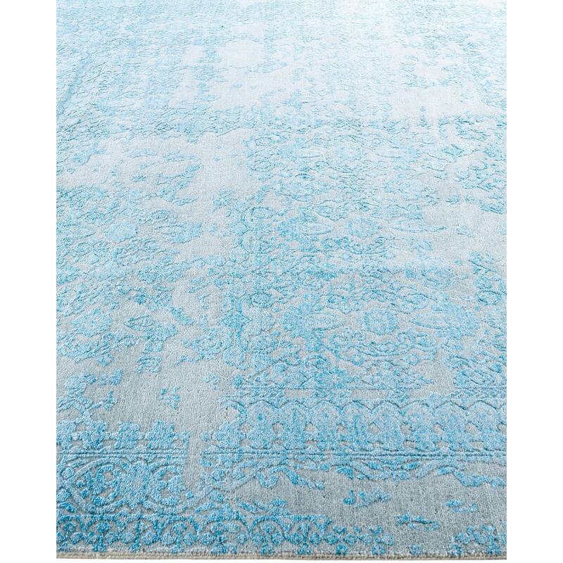 Ikat One-of-a-Kind Hand-Knotted Area Rug - Gray, 8' 1" x 9' 10" - 8' 1" x 9' 10"