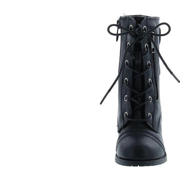 girls black lace up boots