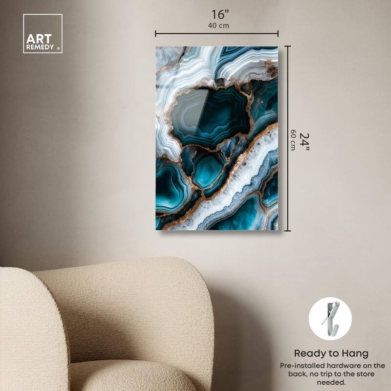 Teal Tectonic I Acrylic by Art Remedy, Ready to Hang