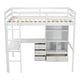 preview thumbnail 15 of 38, Full Size Loft Bed with Bulit-in L-Shaped Desk and Ladder, Wooden High Loft Bedframe with Storage Drawers and Shelves