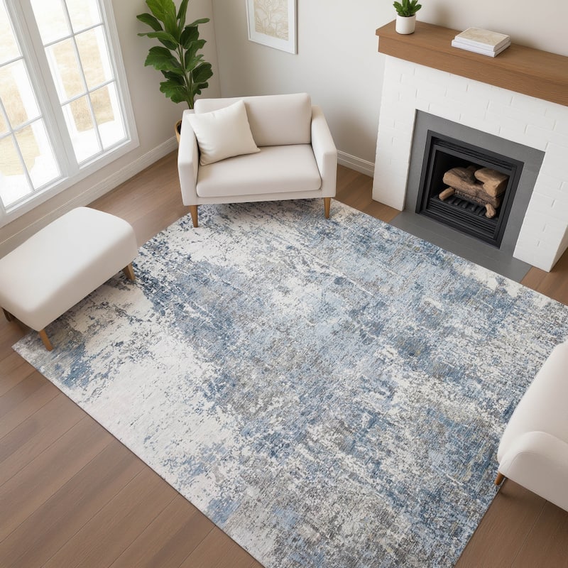 Premium Washable Super Soft Abstract Mayfield Rug - Blue - 8' x 10'