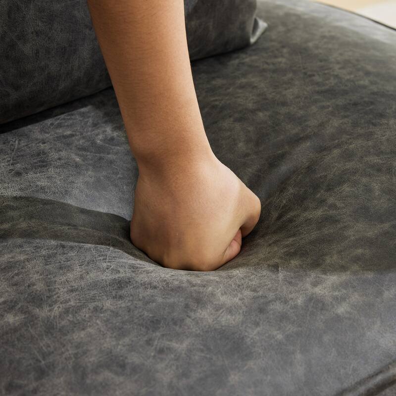 Modern Swivel Chair,PU leather Barrel Chair with Wooden Base and pillow