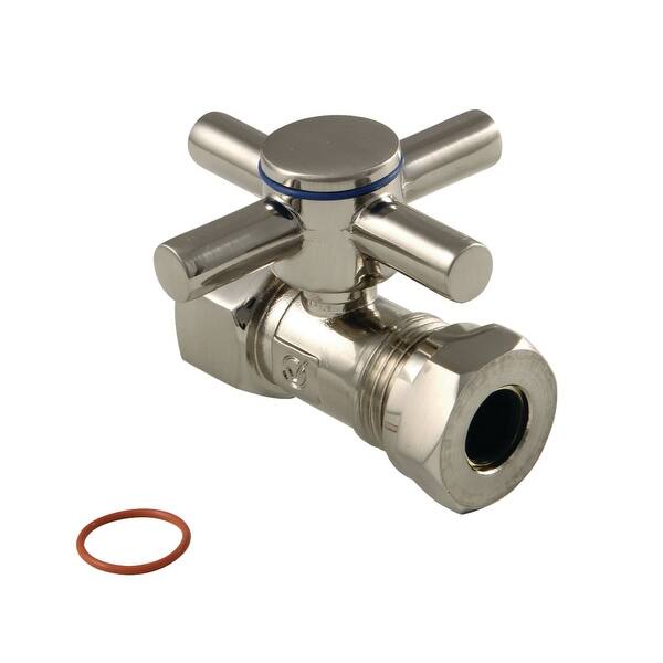 slide 4 of 3, Kingston Brass Concord Straight Stop Valve - NPT Slip Brushed Nickel