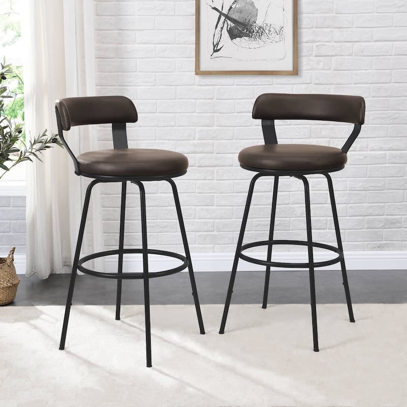 Hausfame Metal Counter Height Industrial Swivel Bar Stools - Brown - Counter Height/Bar Height - 29-32 in.