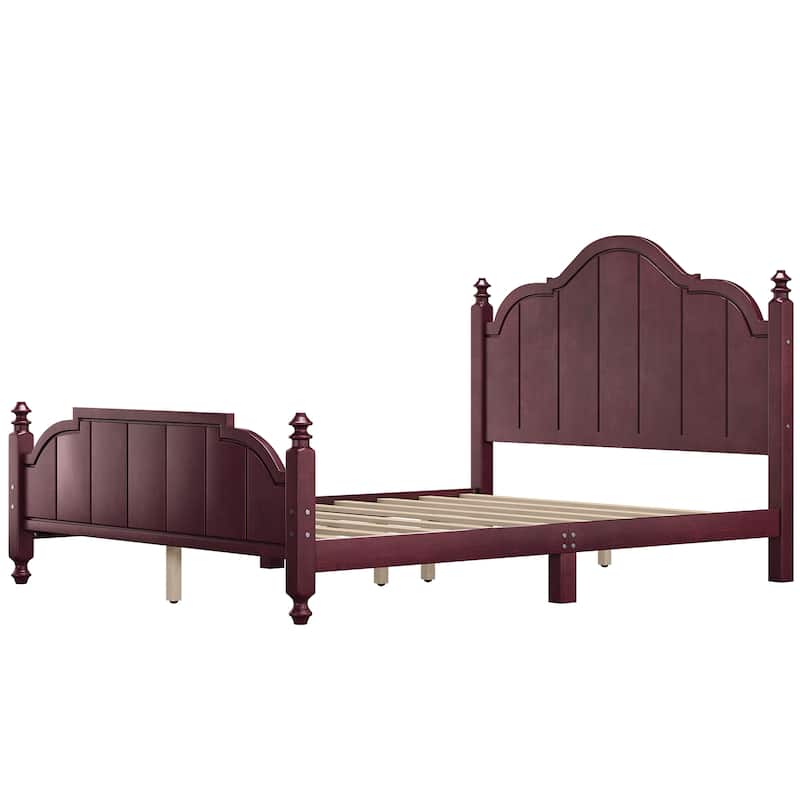 Bed Frame Queen Size with Headboard, Vintage Queen Bed Frame with Slats Support, Wooden Platform Queen Bed