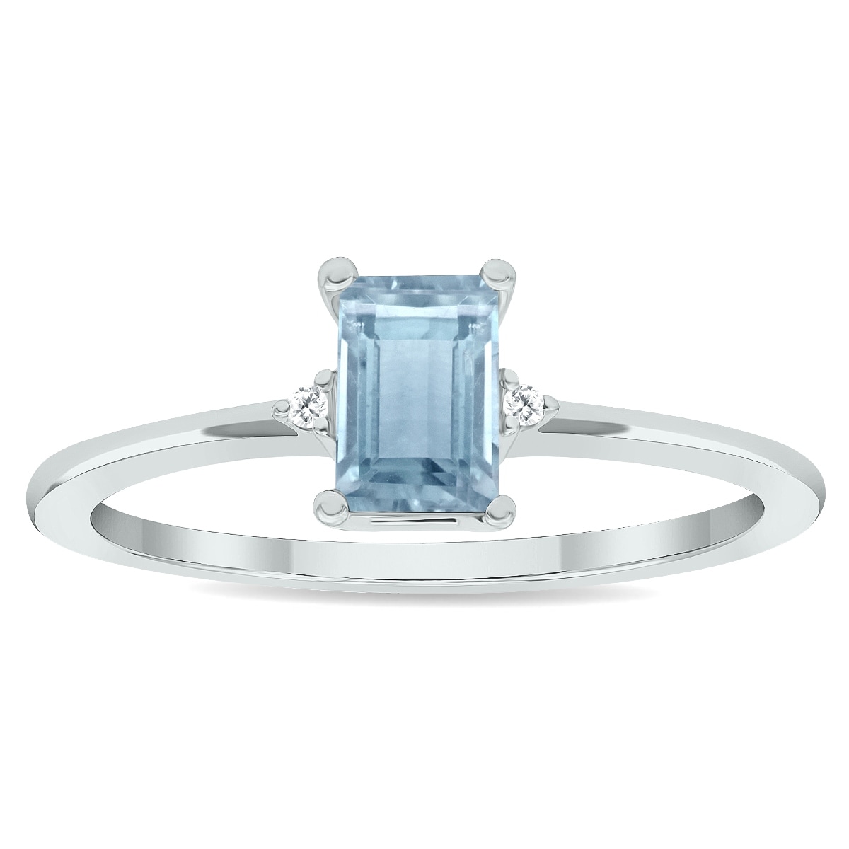 Marquee Women's Aquamarine and Diamond Classic Band in 10K White Gold