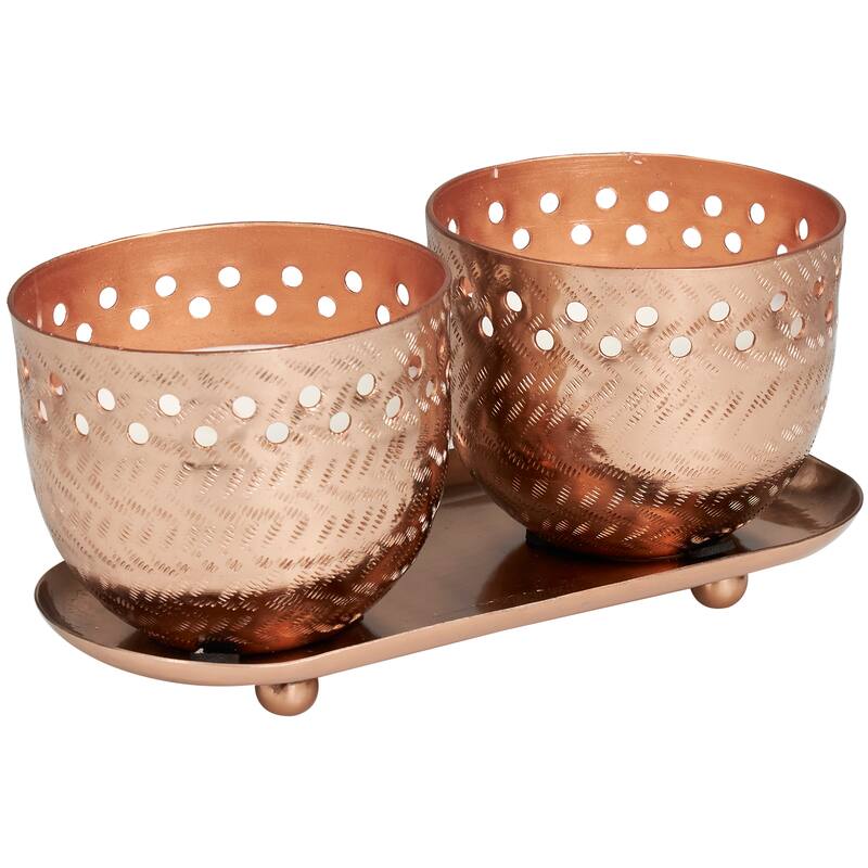 Gold or Silver or Copper Metal Scented Cutout Spotted 7 oz 1 Wick Candle with White Wax (Set of 2)